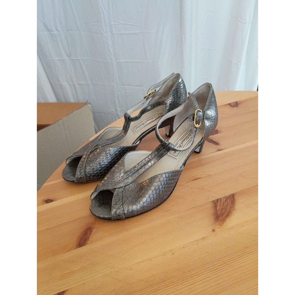 Werner Kern Tanzsport Metallic Silver Snake Italian Ballroom Dance Shoes